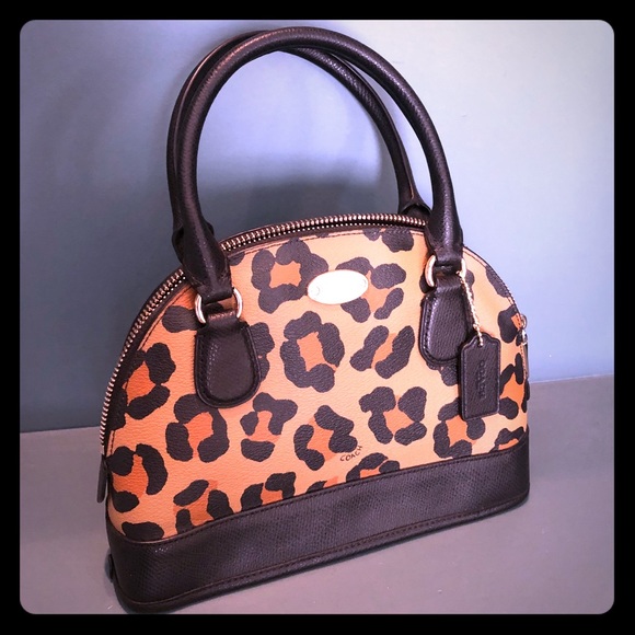 Coach Handbags - Coach Leopard Crossbody Leather Satchel NWT